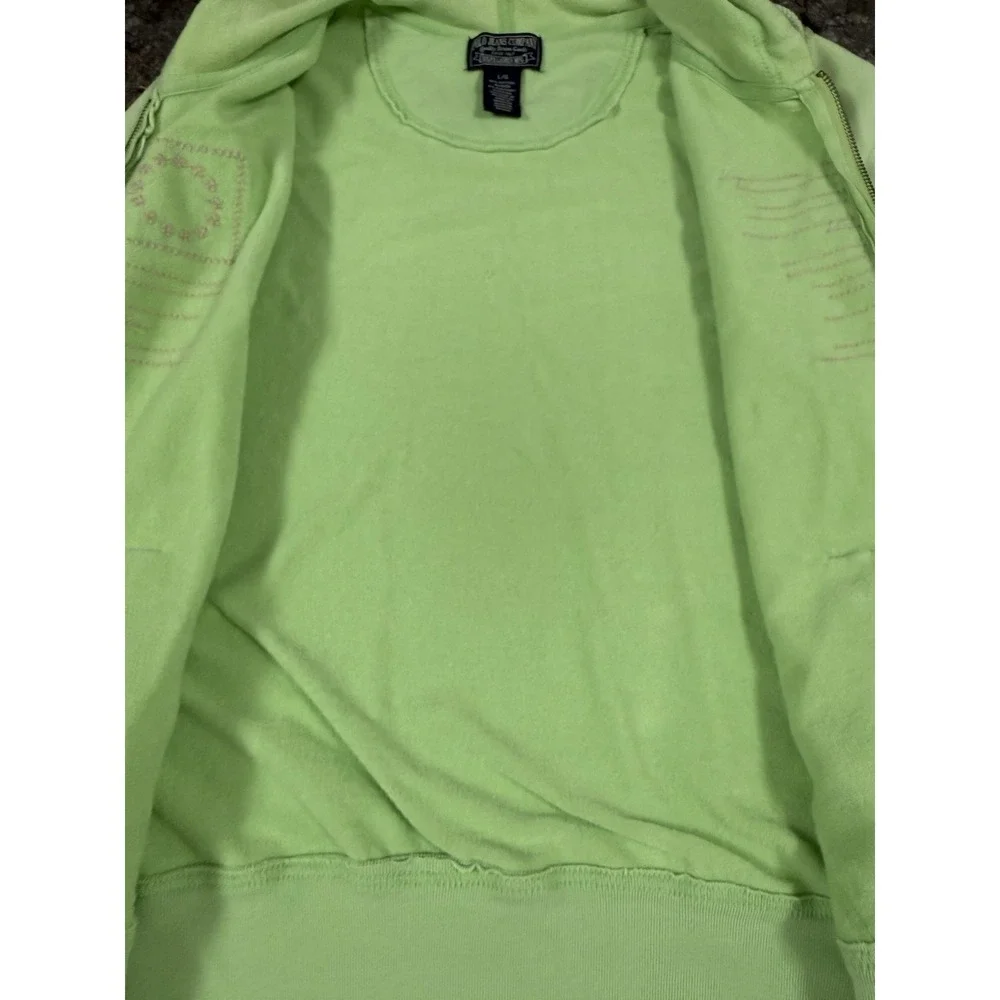 Vtg Polo Jeans Co Ralph Lauren Womens Zip Up Hooded Sweatshirt Y2K Flag Green L - Picture 5 of 11